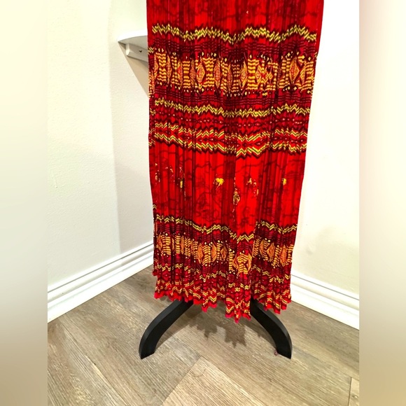 Sharon Young USA Pleated Western Cowboy Flared Maxi Skirt & Elastic waist size M - Picture 2 of 12